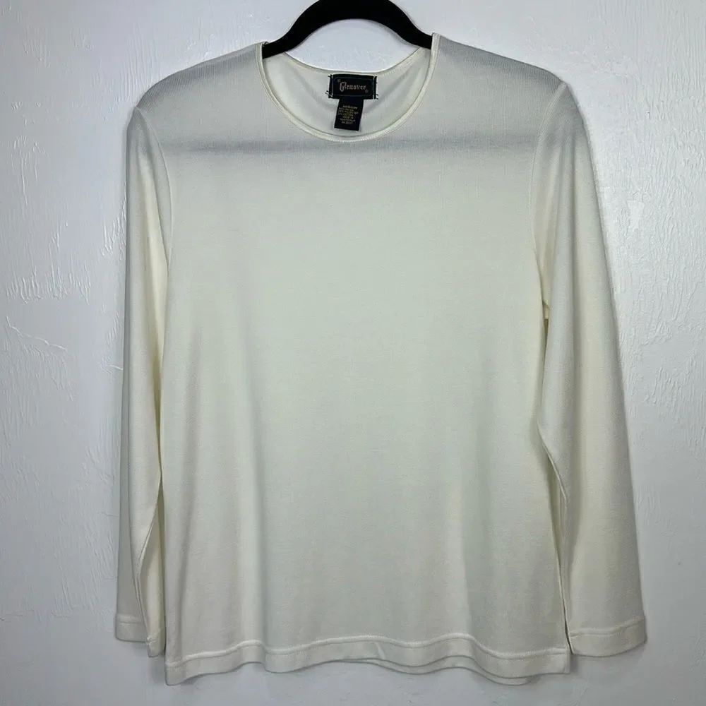 Glenover Cotton Blend Ivory Blend Long Sleeve Jersey Top Size M